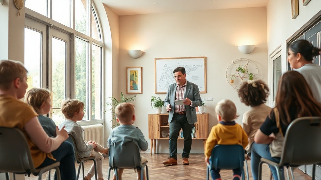 Éducateur spécialisé animant une activité de groupe dans un foyer