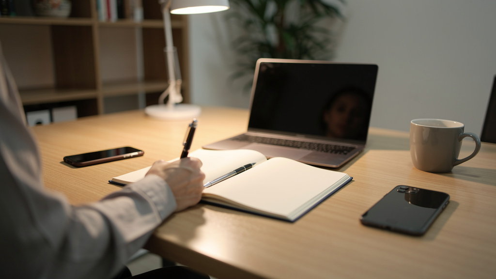 Employé consignant des incidents dans un carnet au bureau