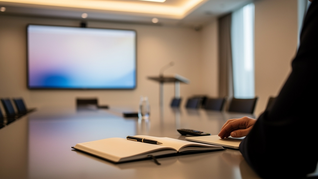 Professionnel prenant des notes lors d'une présentation en salle de conférence