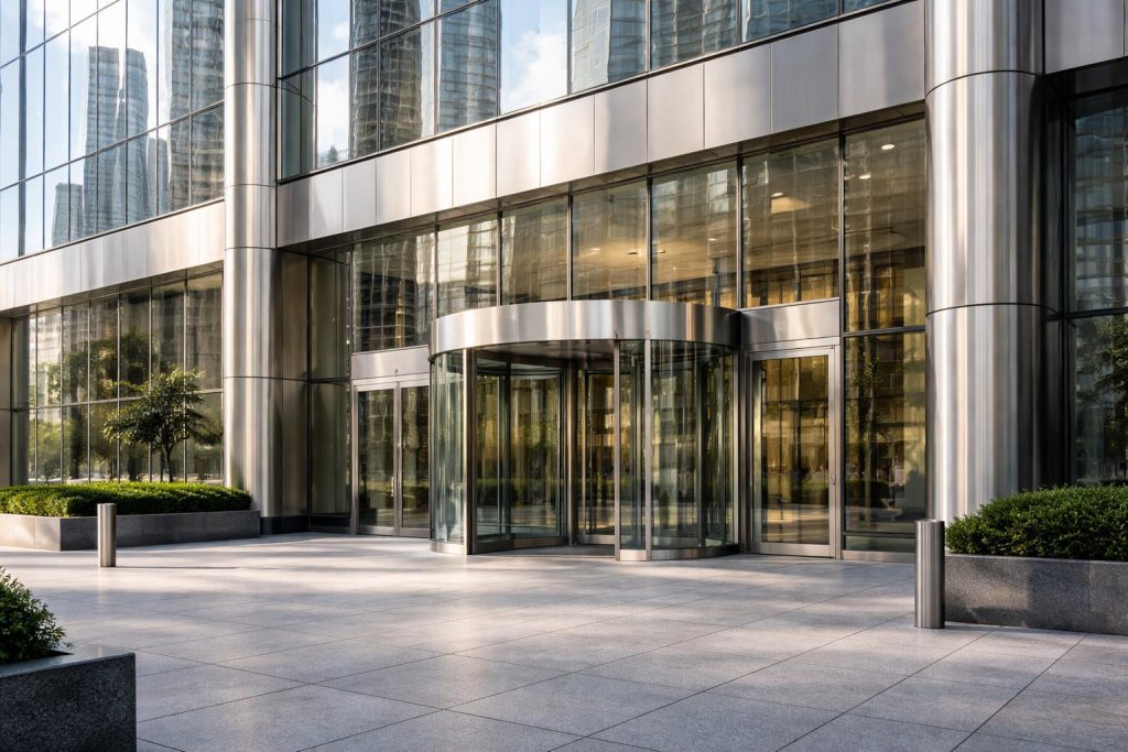 Façade d'un immeuble de bureaux d'un grand groupe international d'assurance et de conseil